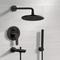 Matte Black Tub and Shower Faucet Set with Handheld, Rain Shower Head